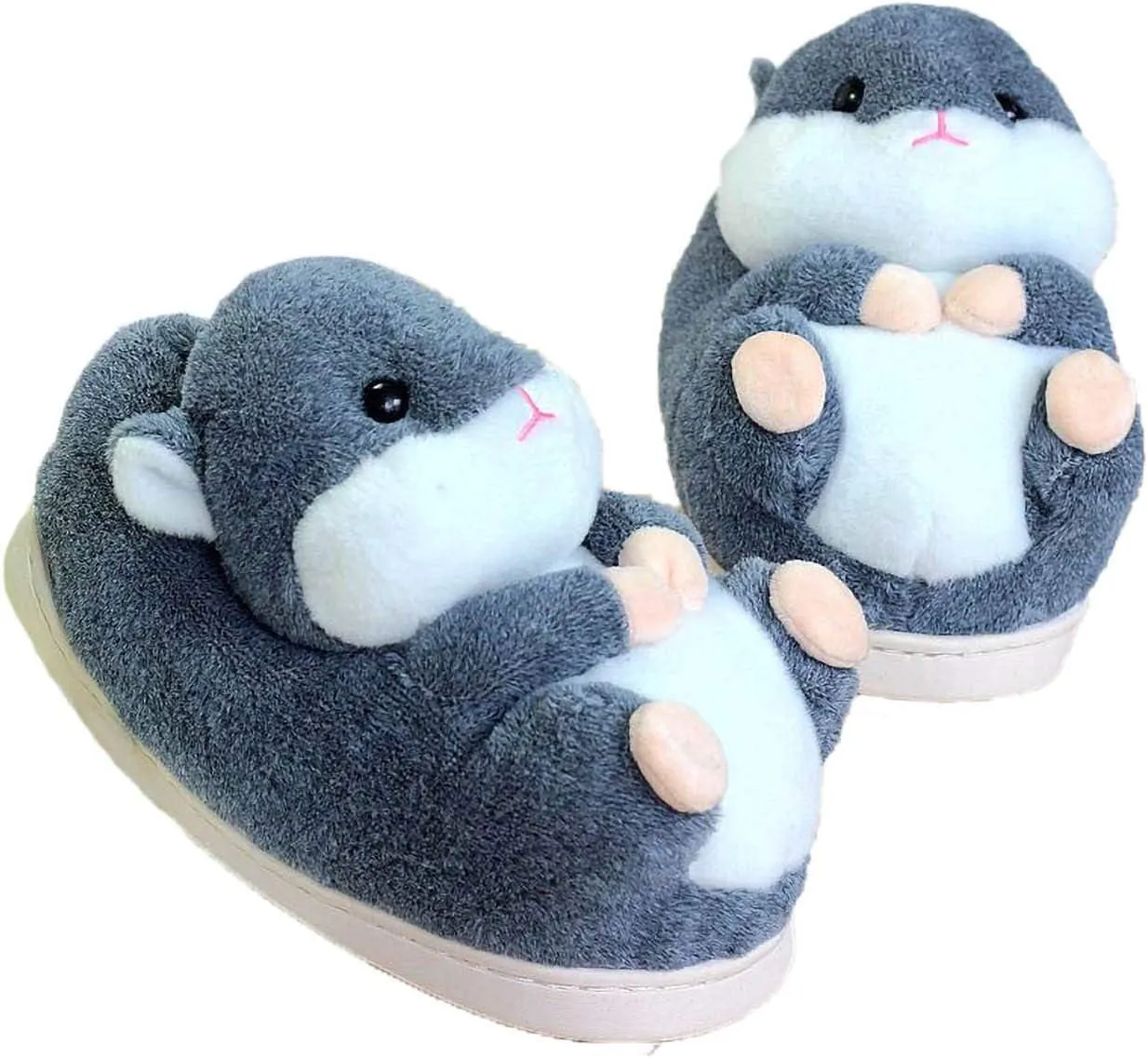 Adult Unisex Winter Warm Plush Animal Slippers,Soft Cozy Animal Styling Design Short Flannel Home Shoes,Animal Shaped Plush Booties,Carpet Slippers,Non-Slip Bedroom Shoes