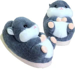 Adult Unisex Winter Warm Plush Animal Slippers,Soft Cozy Animal Styling Design Short Flannel Home Shoes,Animal Shaped Plush Booties,Carpet Slippers,Non-Slip Bedroom Shoes
