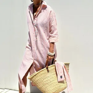 Alba™ - Elegant Striped Shirt Dress
