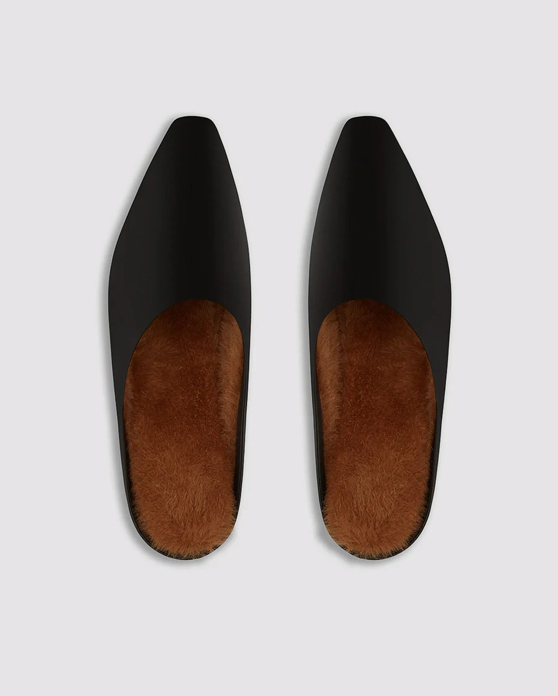 ALBA SHEARLING MULES / BLACK