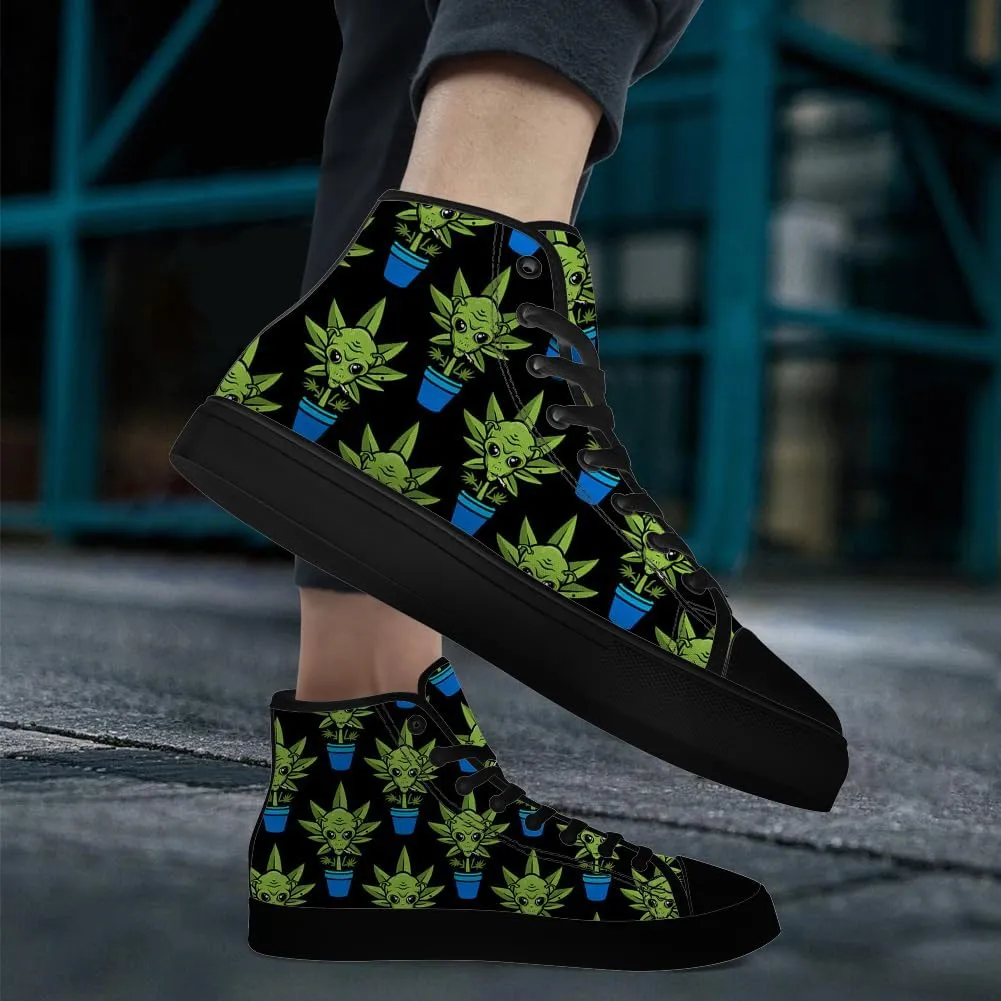 Alien Shoes for Men Women Funny High Top Canvas Sneakers Lace Up Casual Walking Shoes Gifts for Dad Mom