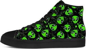 Alien Shoes for Men Women Funny High Top Canvas Sneakers Lace Up Casual Walking Shoes Gifts for Dad Mom