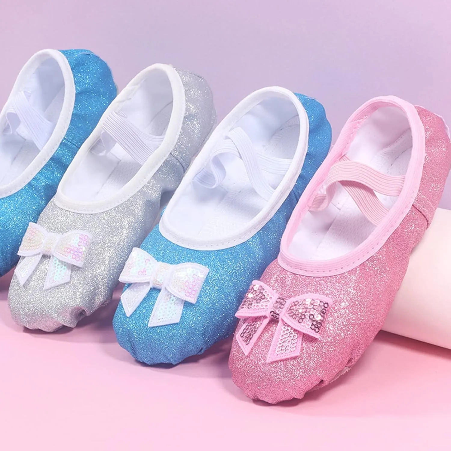 Ballet Shoes for Toddler Girls Glitter Ballet Slippers Dance Shoes(Toddler/Little/Big Kids) Pin Ballet Flat