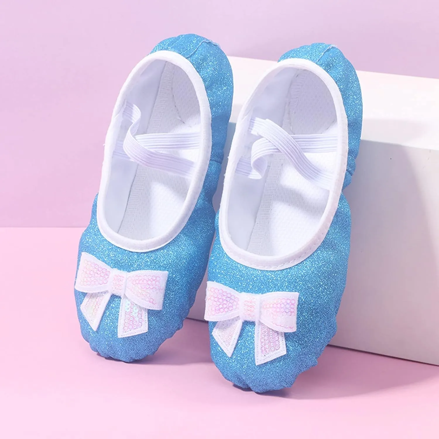 Ballet Shoes for Toddler Girls Glitter Ballet Slippers Dance Shoes(Toddler/Little/Big Kids) Pin Ballet Flat