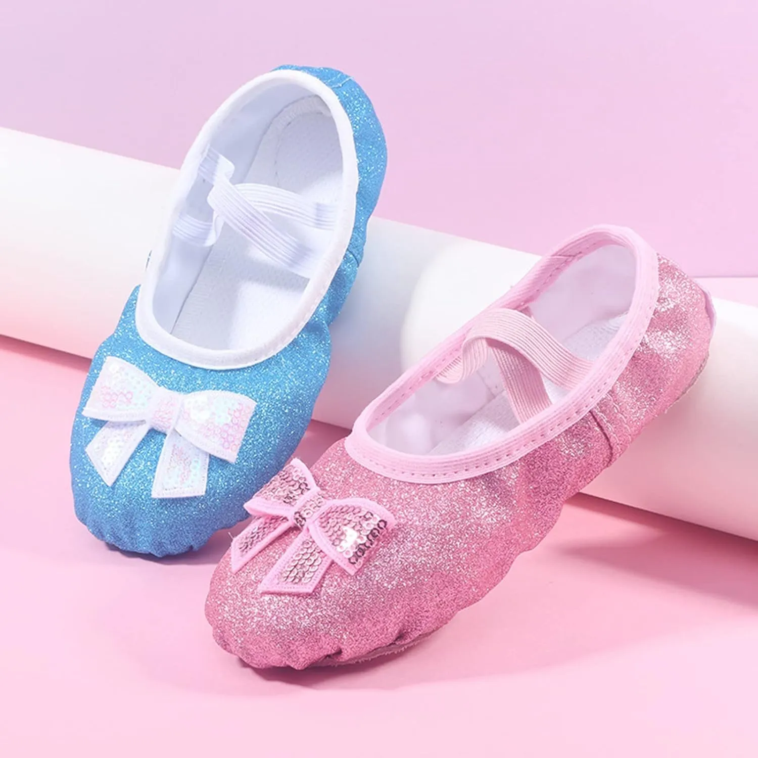 Ballet Shoes for Toddler Girls Glitter Ballet Slippers Dance Shoes(Toddler/Little/Big Kids) Pin Ballet Flat