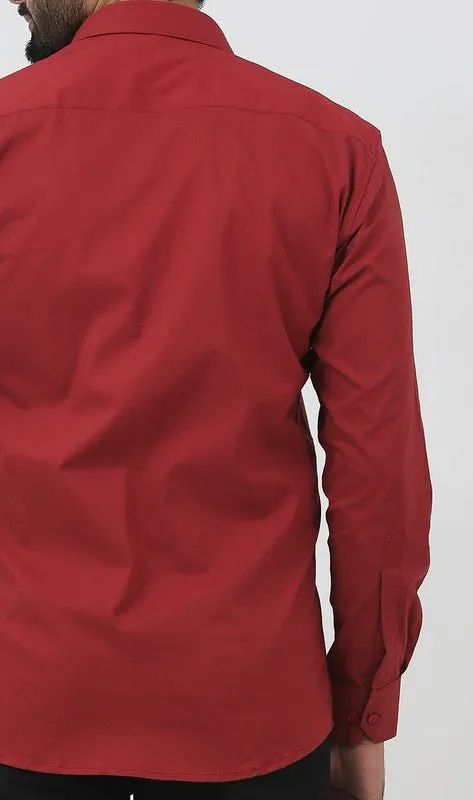 Bluebird Men's Maroon Polycotton Formal Shirt