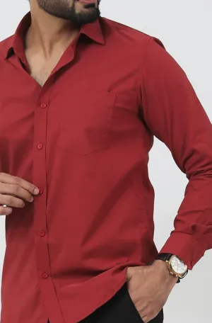 Bluebird Men's Maroon Polycotton Formal Shirt