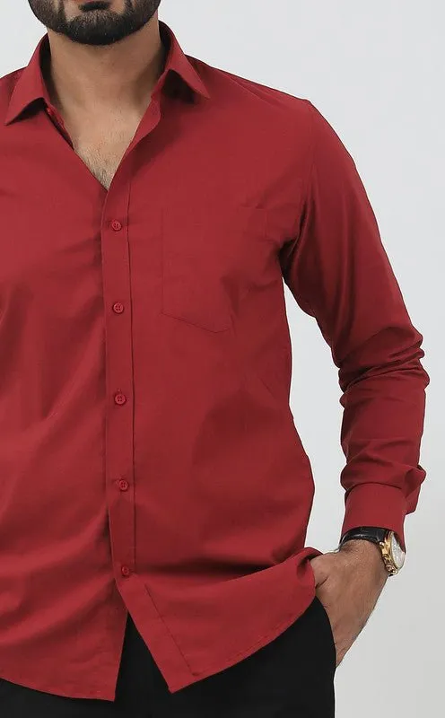 Bluebird Men's Maroon Polycotton Formal Shirt
