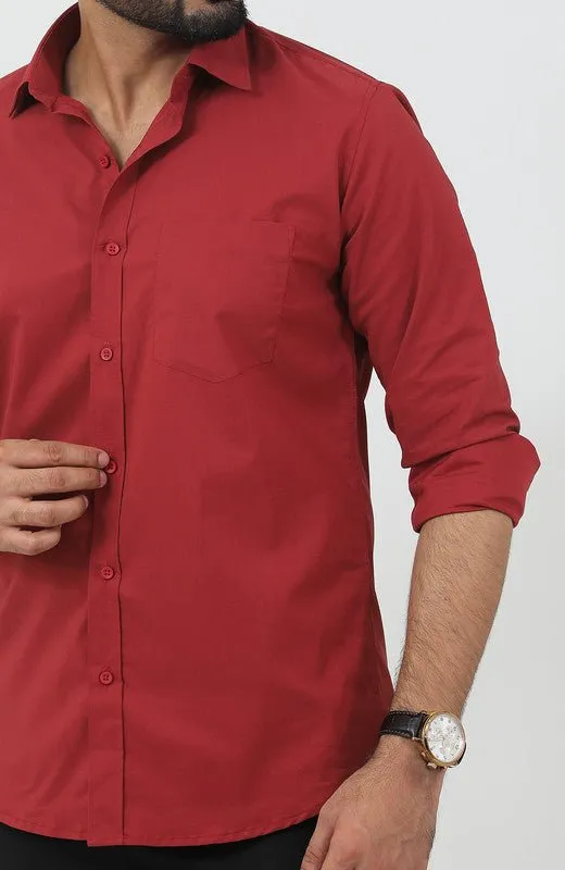 Bluebird Men's Maroon Polycotton Formal Shirt