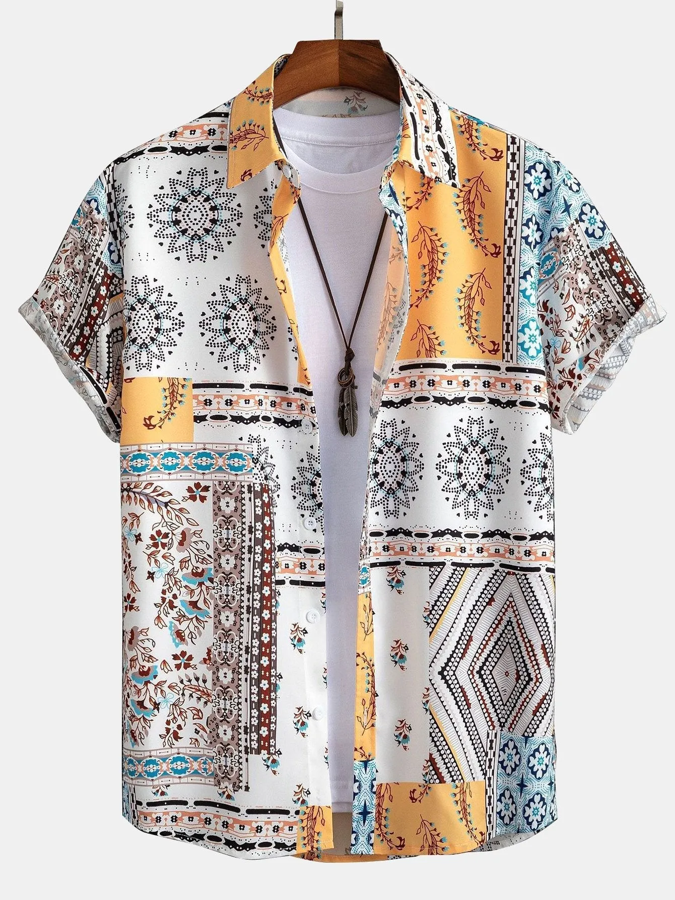 Brian Scarf Print Button Up Shirt & Swim Shorts