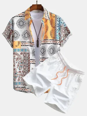 Brian Scarf Print Button Up Shirt & Swim Shorts