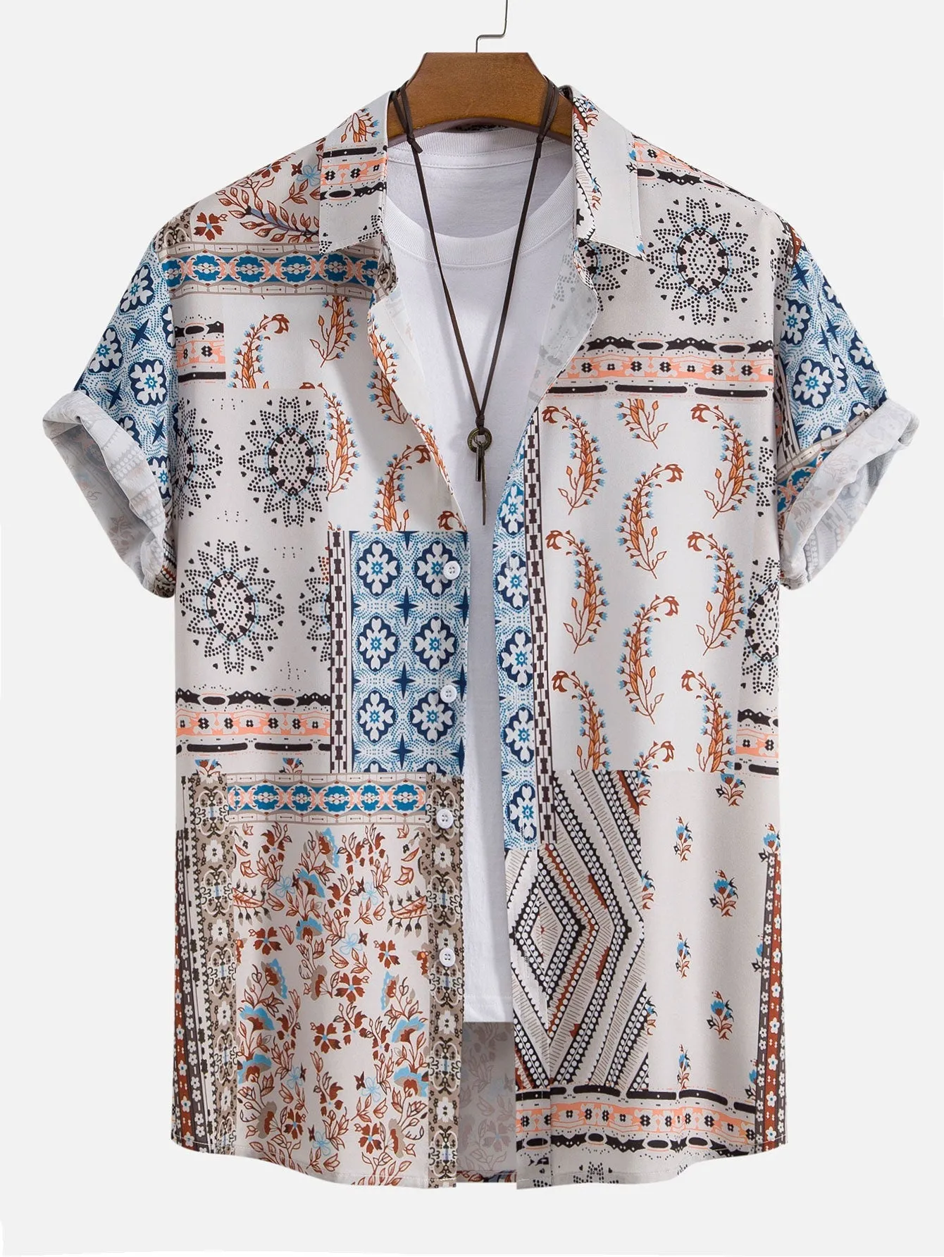 Brian Scarf Print Button Up Shirt & Swim Shorts