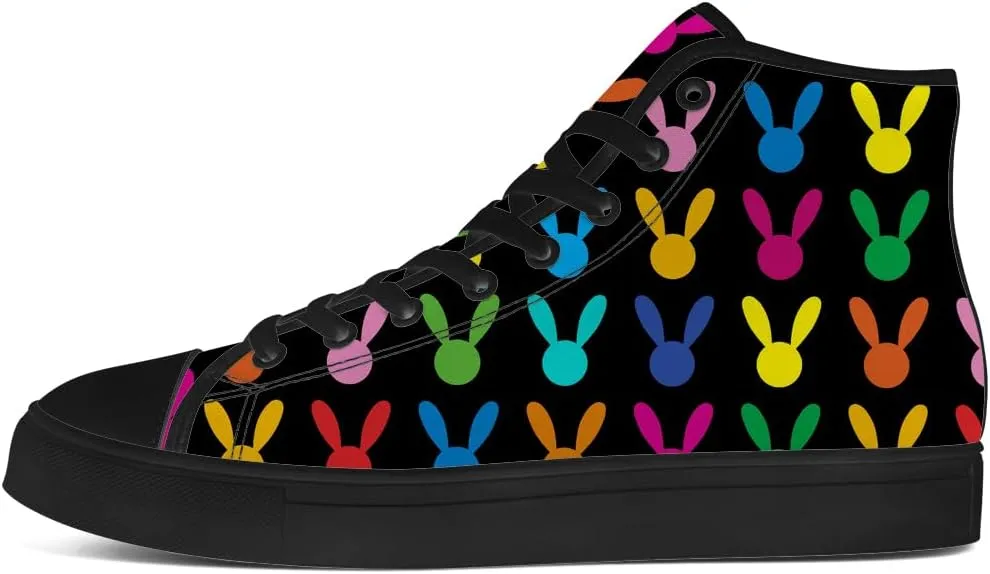 Bunny Rabbits High Top Shoes for Men Women Easter Day High Top Canvas Sneakers Casual Shoes Gifts for Boys Girls