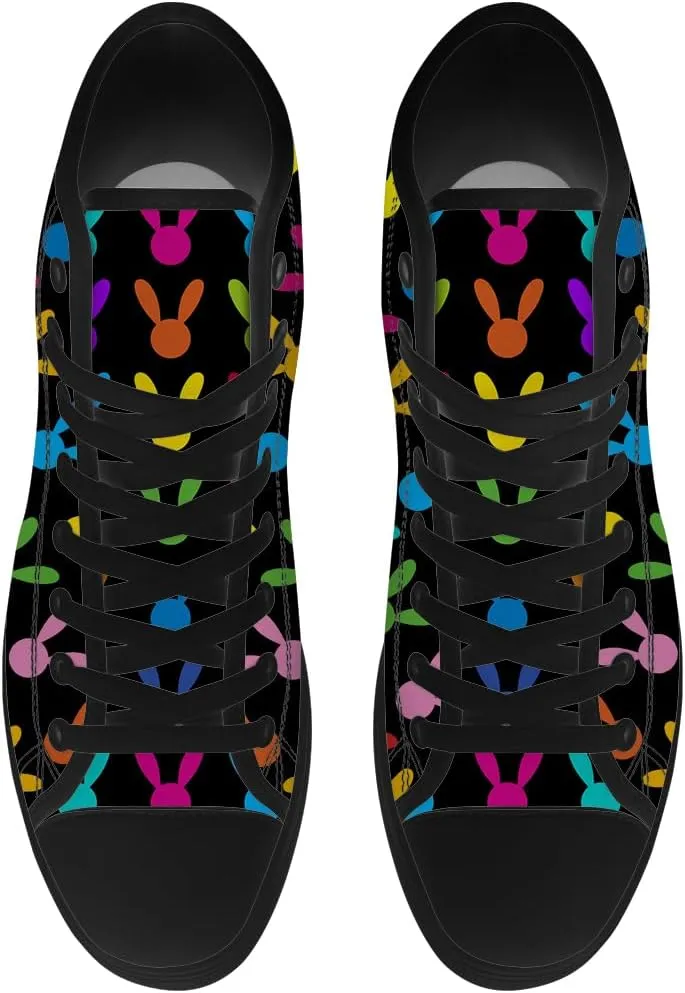 Bunny Rabbits High Top Shoes for Men Women Easter Day High Top Canvas Sneakers Casual Shoes Gifts for Boys Girls