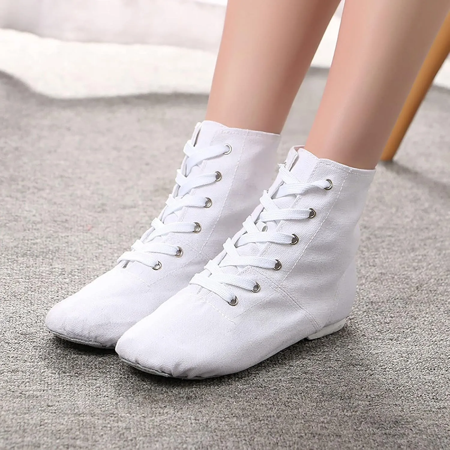 Canvas Lace up Practice Jazz Dance Boots Fashion Split Sole Ballet Dancing Sneakers for Adult Men Women Kid