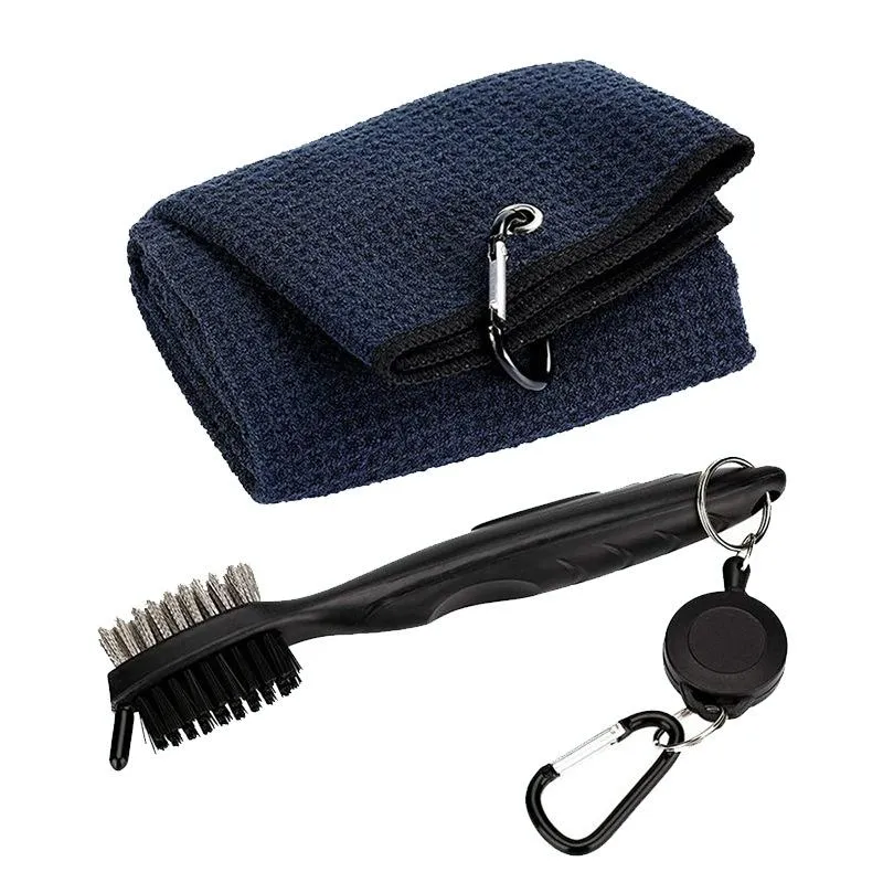 Club Cleaning Brush & Hook Towel Golf Set - Compact & Convenient