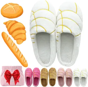 Concha Pantuflas Slippers for Women Conchas Mexican Pan Dulce Slippers Winter Warm Fluffy Plush Bread Slipper with Bag