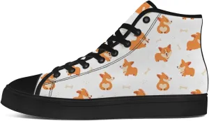 Corgi Shoes for Men Women Dog High Top Canvas Sneakers Lace Up Casual Walking Shoes Gifts for Dad Mom