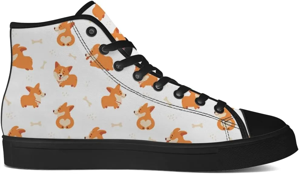 Corgi Shoes for Men Women Dog High Top Canvas Sneakers Lace Up Casual Walking Shoes Gifts for Dad Mom