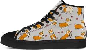Corgi Shoes for Men Women Dog High Top Canvas Sneakers Lace Up Casual Walking Shoes Gifts for Dad Mom
