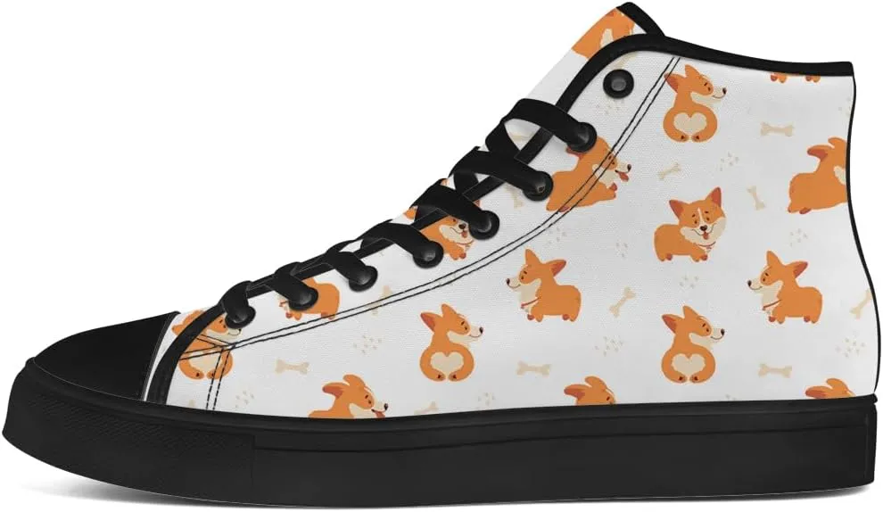 Corgi Shoes for Men Women Dog High Top Canvas Sneakers Lace Up Casual Walking Shoes Gifts for Dad Mom