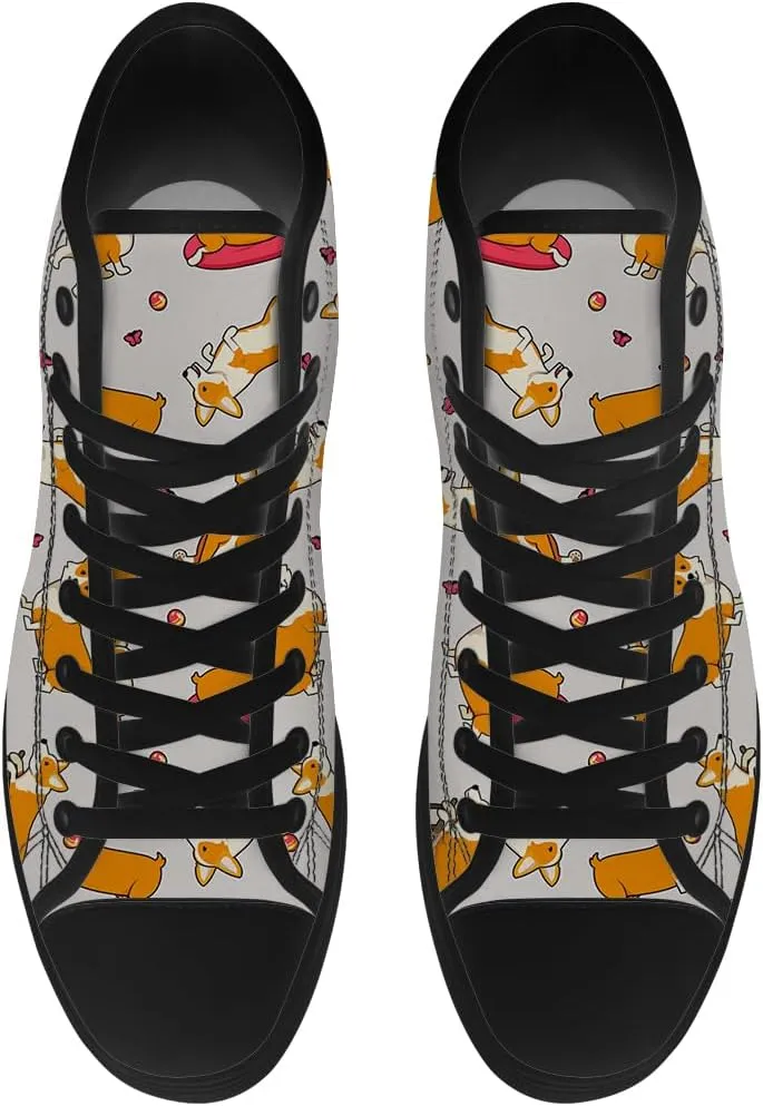 Corgi Shoes for Men Women Dog High Top Canvas Sneakers Lace Up Casual Walking Shoes Gifts for Dad Mom