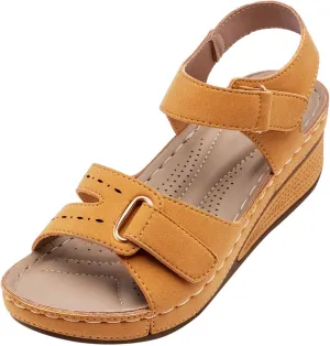 Eduavar Platform Sandals Women Casual, Orthopedic Sandals for Women Platform Wedge Sandals Casual Walking Sandals with Buckle