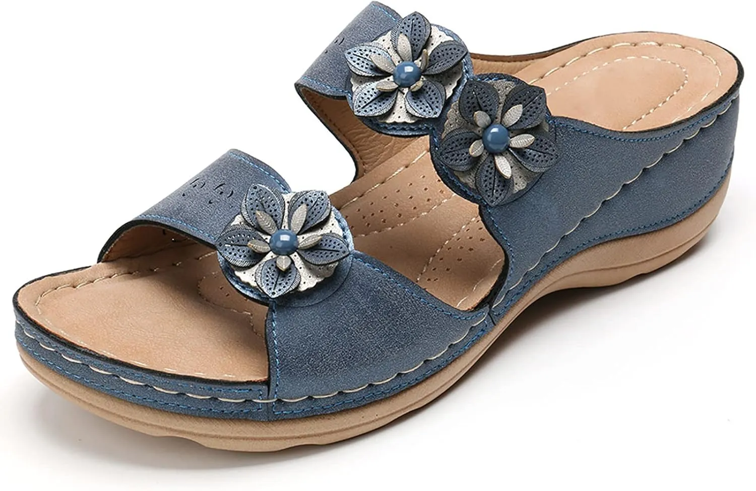 Eduavar Womens Wedge Sandals, Sandals Women Dressy Summer Wedge Sandals with Arch Support Anti-Slip Comfy Sandal