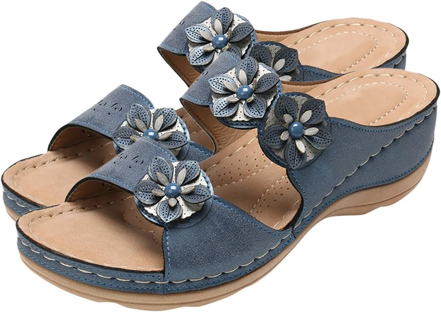 Eduavar Womens Wedge Sandals, Sandals Women Dressy Summer Wedge Sandals with Arch Support Anti-Slip Comfy Sandal