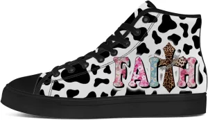 Faith Shoes for Men Women Faith Over Fear High Top Canvas Sneakers Lace Up Casual Walking Shoes Gifts for Dad Mom