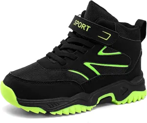 FLIOZY Boys Hiking Boots, Waterproof Slip-Resistant Outdoor Shoes, Breathable and Wear-Resistant Kids Trail Sneakers with Anti-Bump Toe for Little/Big Kids