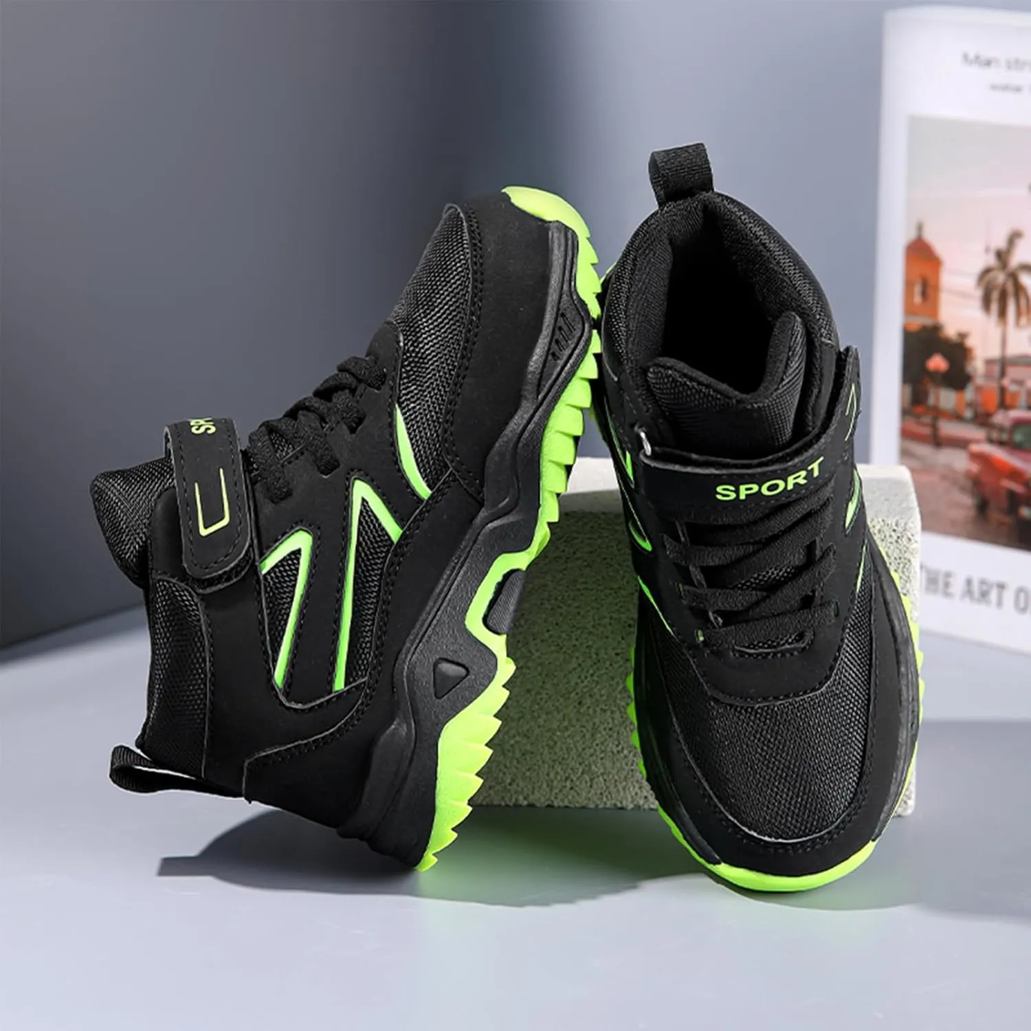 FLIOZY Boys Hiking Boots, Waterproof Slip-Resistant Outdoor Shoes, Breathable and Wear-Resistant Kids Trail Sneakers with Anti-Bump Toe for Little/Big Kids