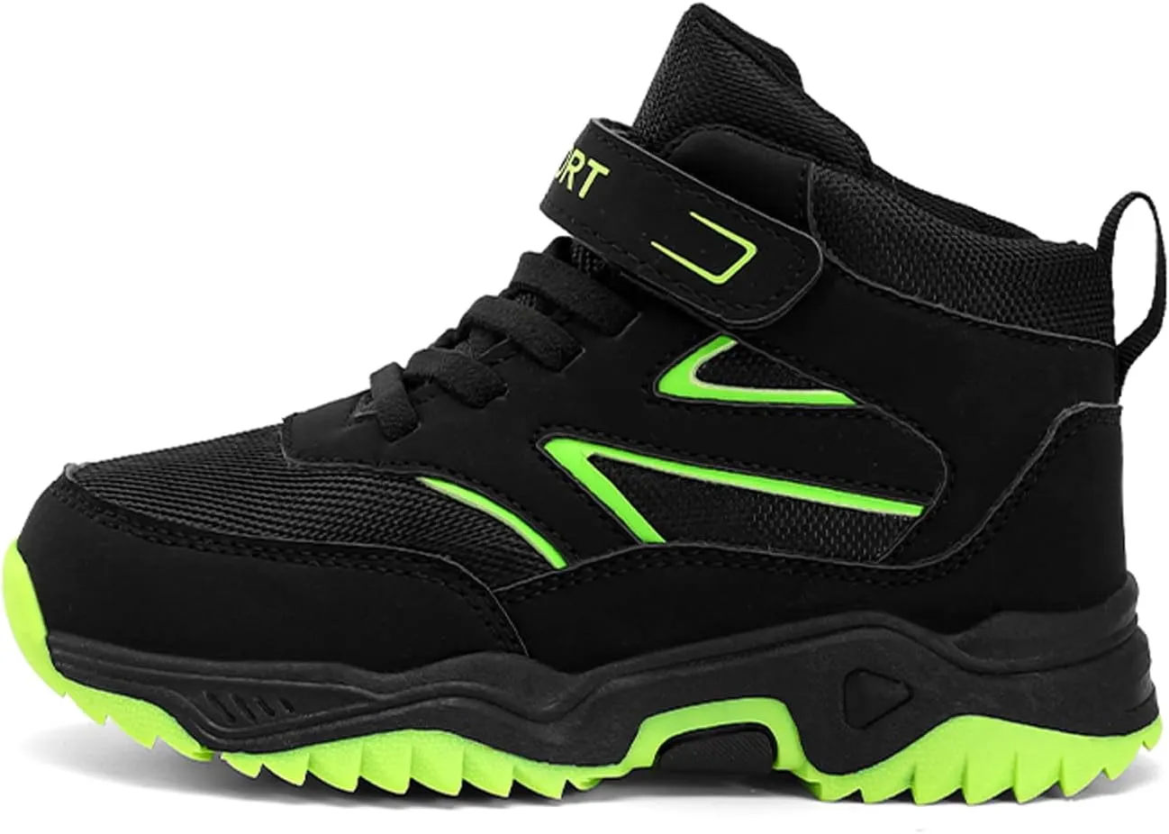 FLIOZY Boys Hiking Boots, Waterproof Slip-Resistant Outdoor Shoes, Breathable and Wear-Resistant Kids Trail Sneakers with Anti-Bump Toe for Little/Big Kids