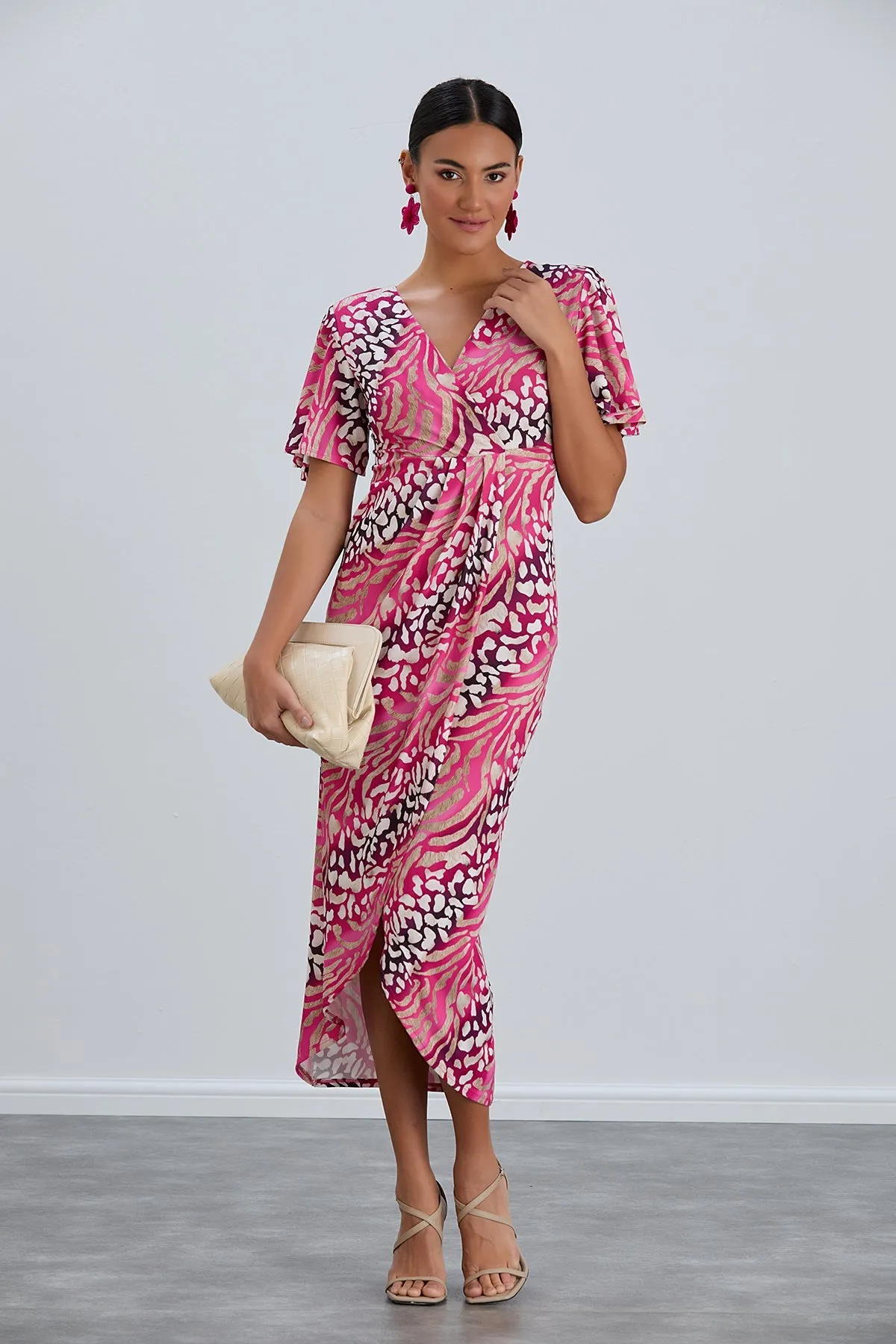 Fuchsia Frenzy Animal Print Wrap Dress
