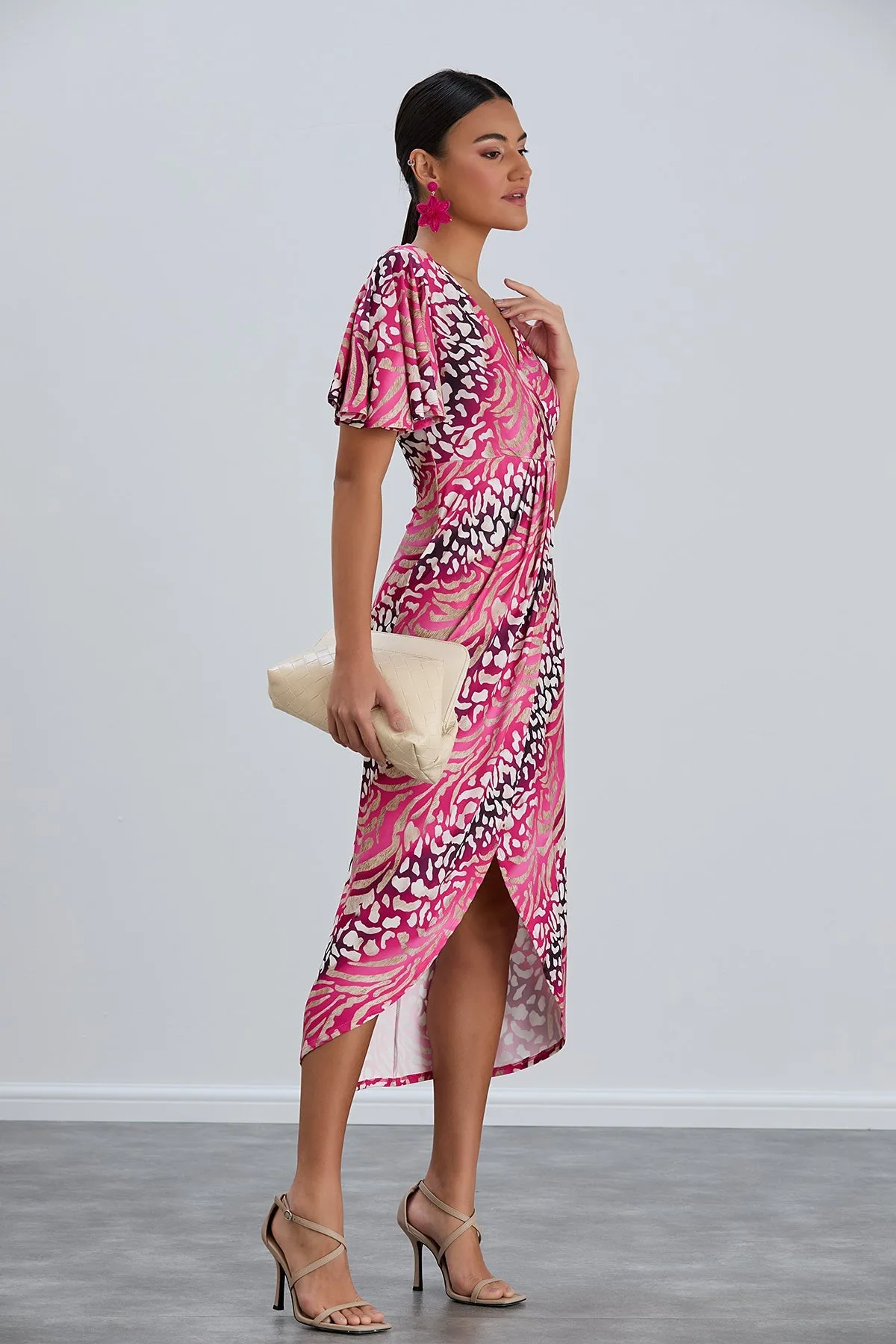 Fuchsia Frenzy Animal Print Wrap Dress