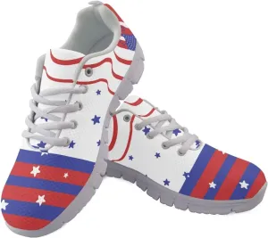 GIFTPUZZ Fourth of July Shoes Women Walking Shoes Casual Mesh Low Top Air Cushion Athletic Trainers Wide Width