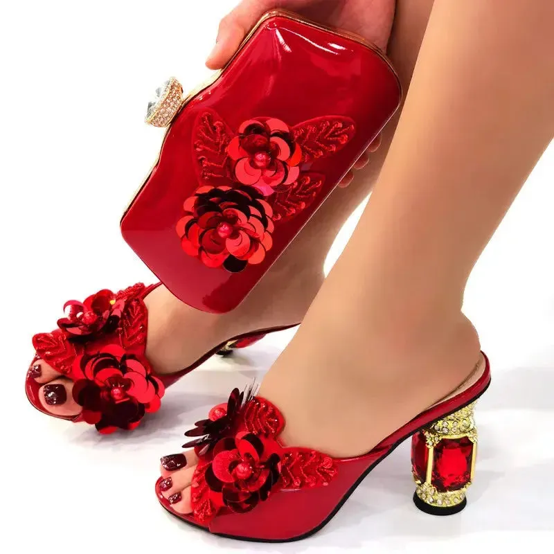 Golden Flower Bag & Shoe Set