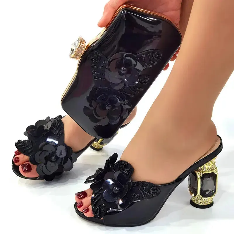 Golden Flower Bag & Shoe Set