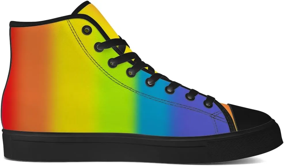 Gradient Shoes Womens Mens Rainbow High Top Canvas Sneakers Lace Up Casual Walking Shoes Gifts for Men Women