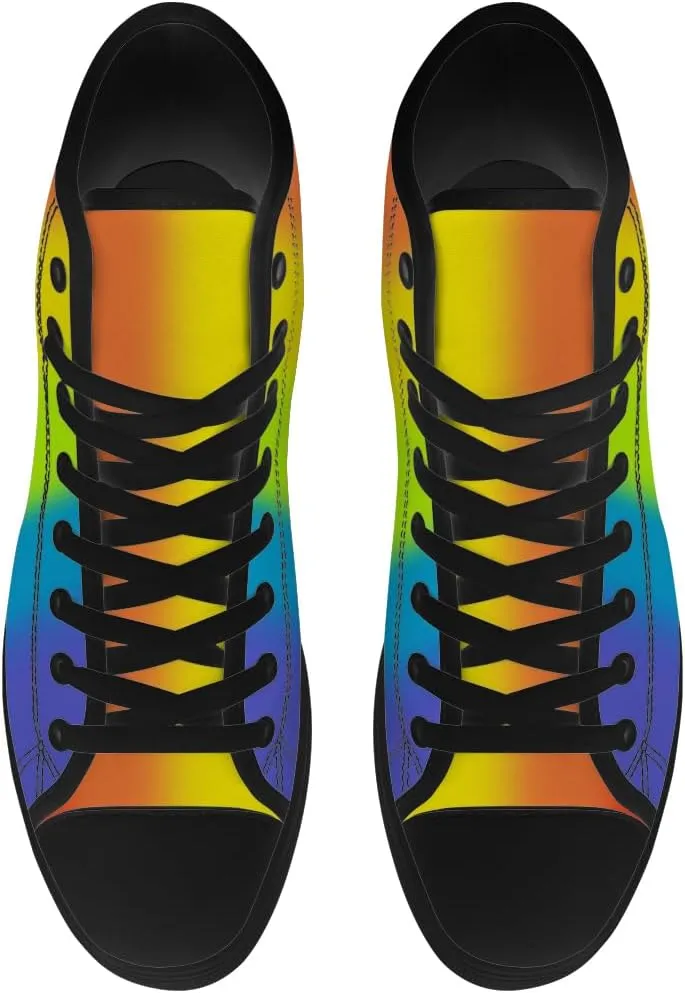 Gradient Shoes Womens Mens Rainbow High Top Canvas Sneakers Lace Up Casual Walking Shoes Gifts for Men Women
