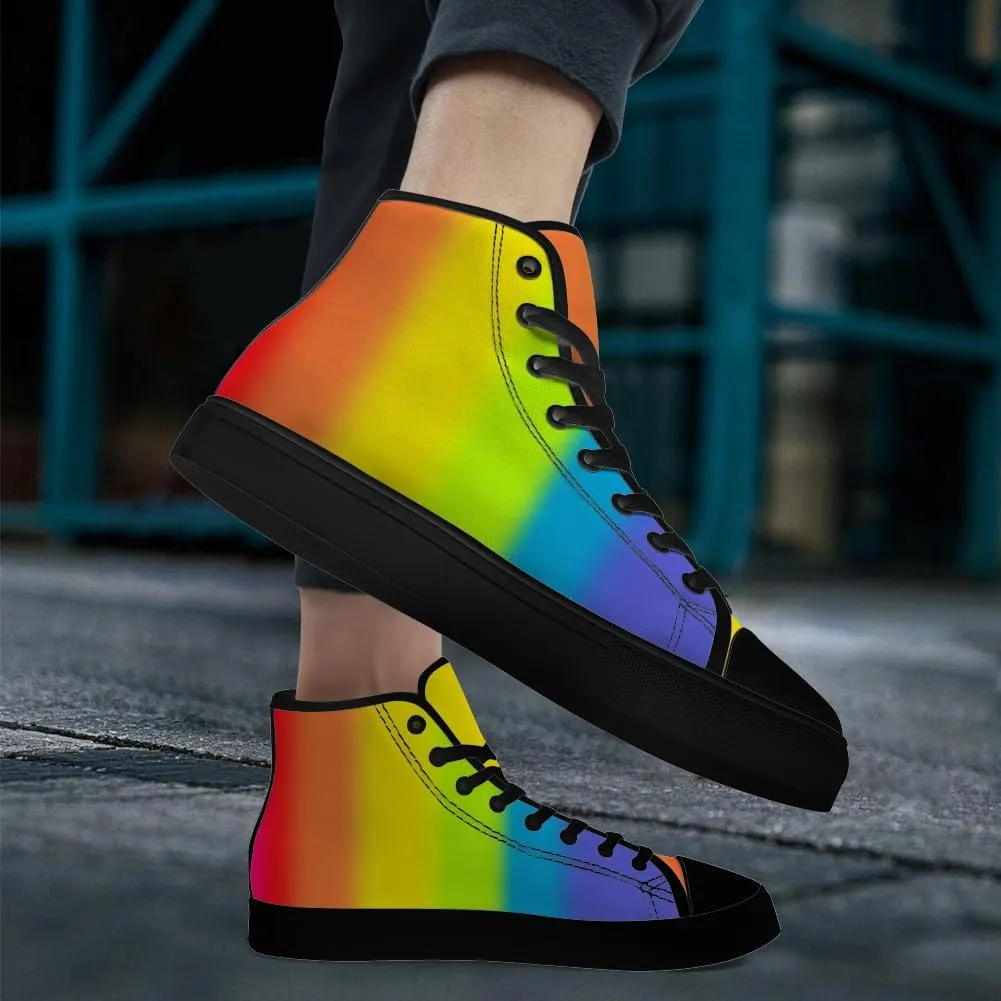 Gradient Shoes Womens Mens Rainbow High Top Canvas Sneakers Lace Up Casual Walking Shoes Gifts for Men Women