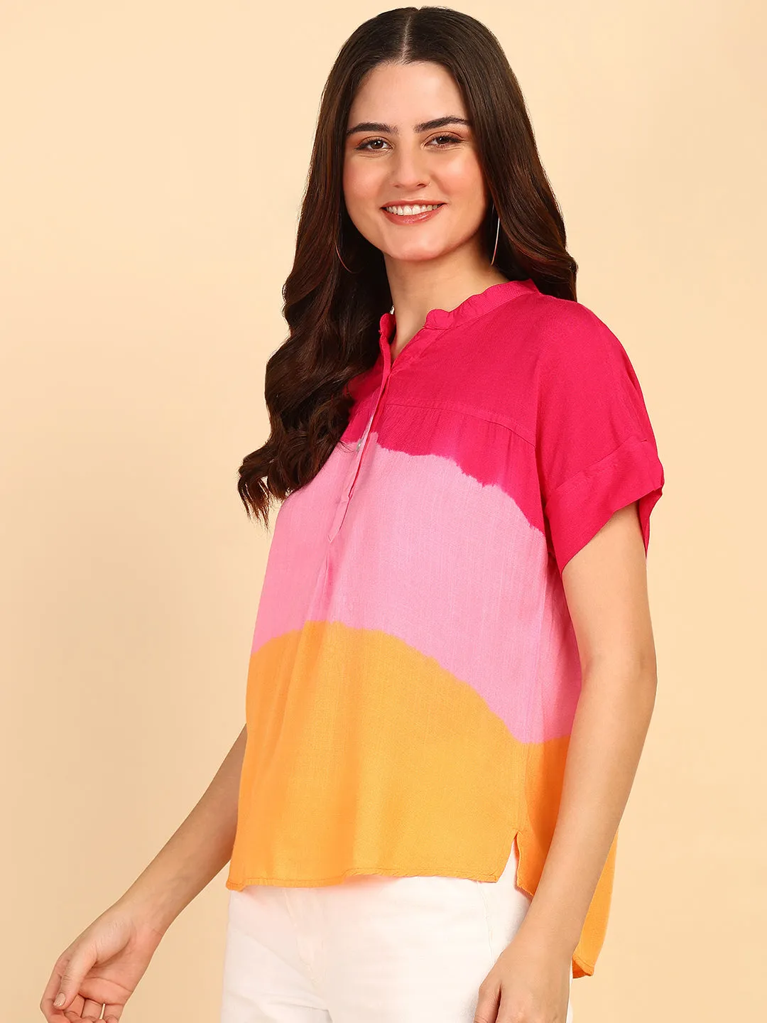 Hand Tie Dyed Multicolor Top for Women