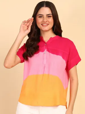 Hand Tie Dyed Multicolor Top for Women