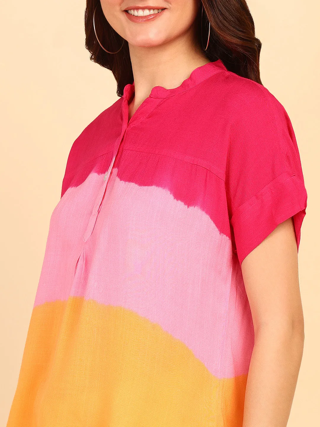 Hand Tie Dyed Multicolor Top for Women