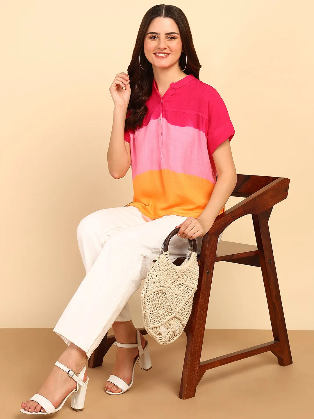 Hand Tie Dyed Multicolor Top for Women