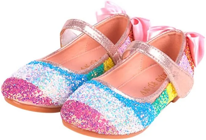 Healifty 1 Pair Rhinestone Shoes Flat Sequin Flat Shoes Latin Dancing Shoes Ballet Flats Dance Flat Slippers Ballet Practice Shoes Slippers for Kids Belly Dancing Shoes Toddler Pocket Pink
