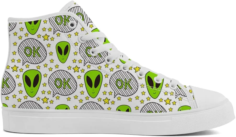 High Shoes for Men Women Alien High Top Canvas Sneakers Lace Up Casual Walking Shoes Gifts for Boys Girls
