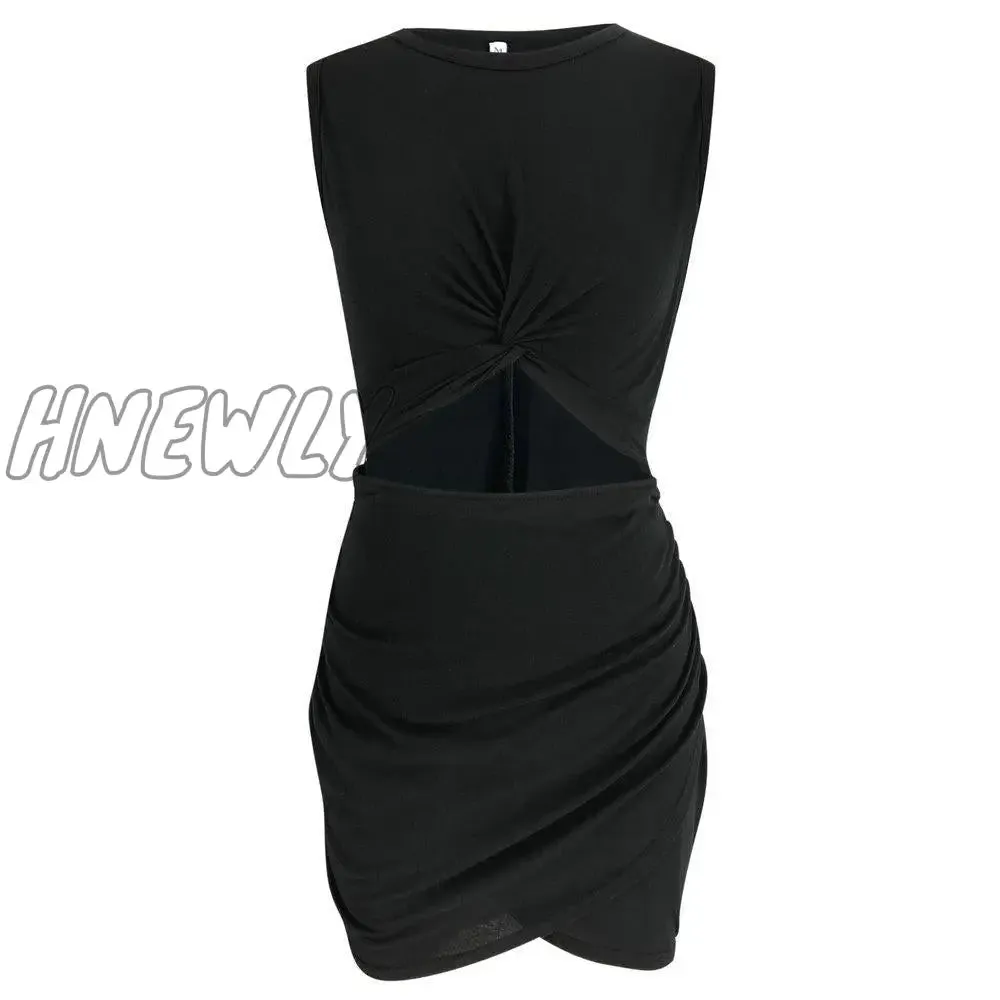 Hnewly - Casual Hollow-out Sleeveless Hot Mini Dress(2 Colors)