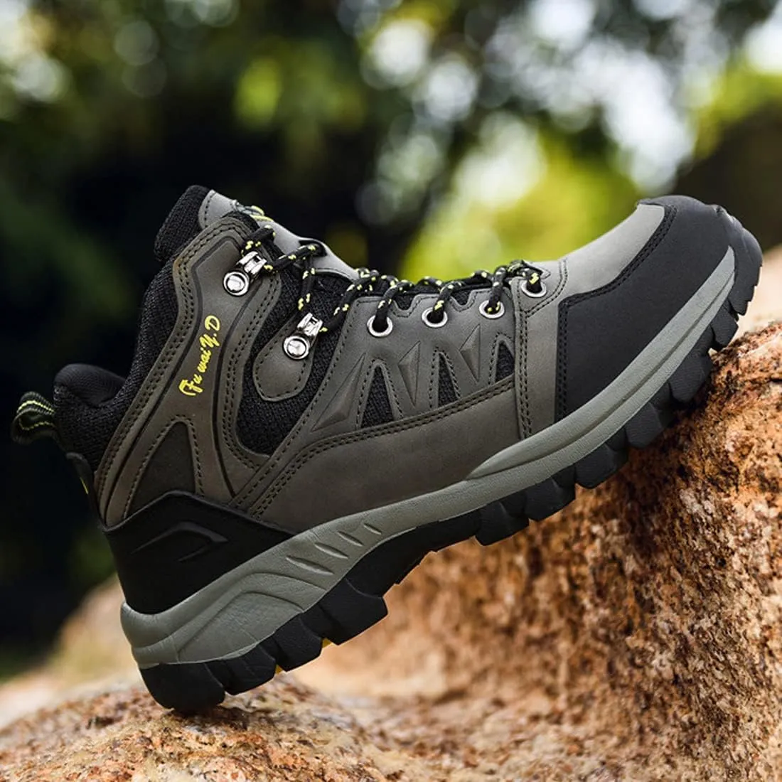 hongrenamz Mens Walking Waterproof Boots Hiking Lightweight Breathable Trekking Shoes