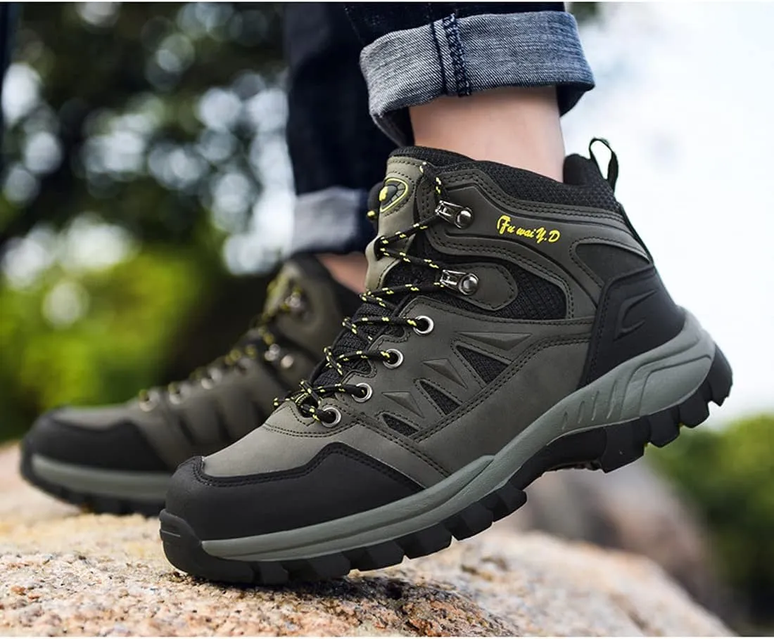 hongrenamz Mens Walking Waterproof Boots Hiking Lightweight Breathable Trekking Shoes